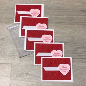 Pack of five Handmade Valentine cards